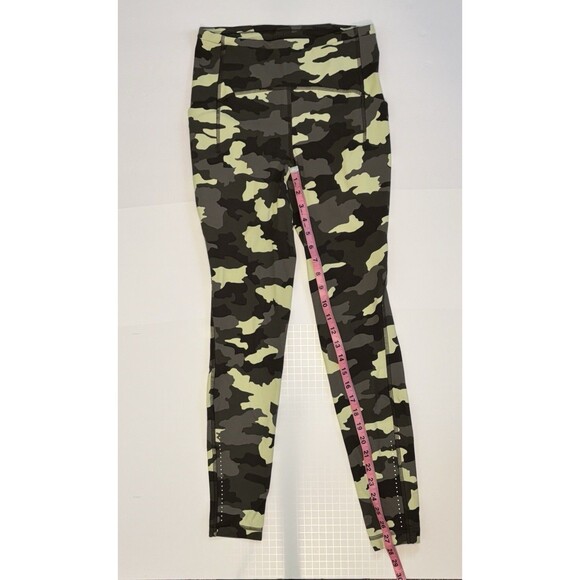 Lululemon Fast Free High-Rise Cropped Leggings Camo Green Pants Women’s Size 4 - Picture 4 of 5